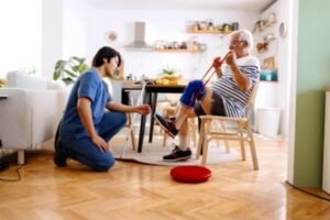 Person managing energy levels after limb loss during daily activities